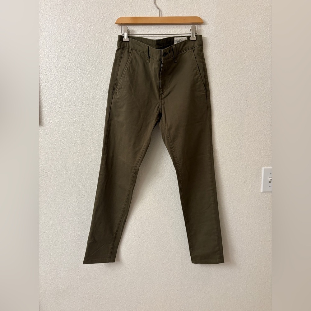 Rag & Bone Mens Fit 1 Chino Pants Skinny Leg Flat Front Career Army Size 30